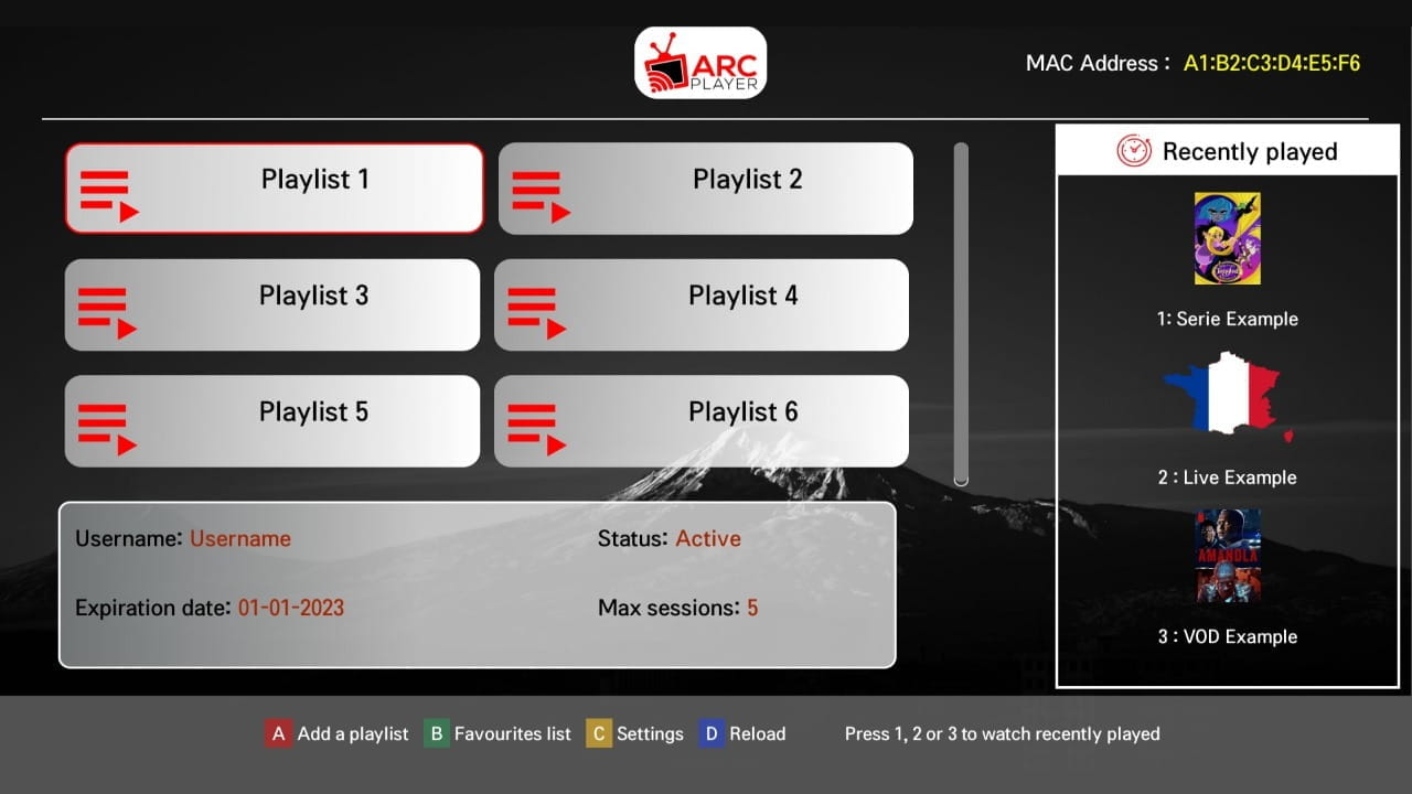 arc player main screen