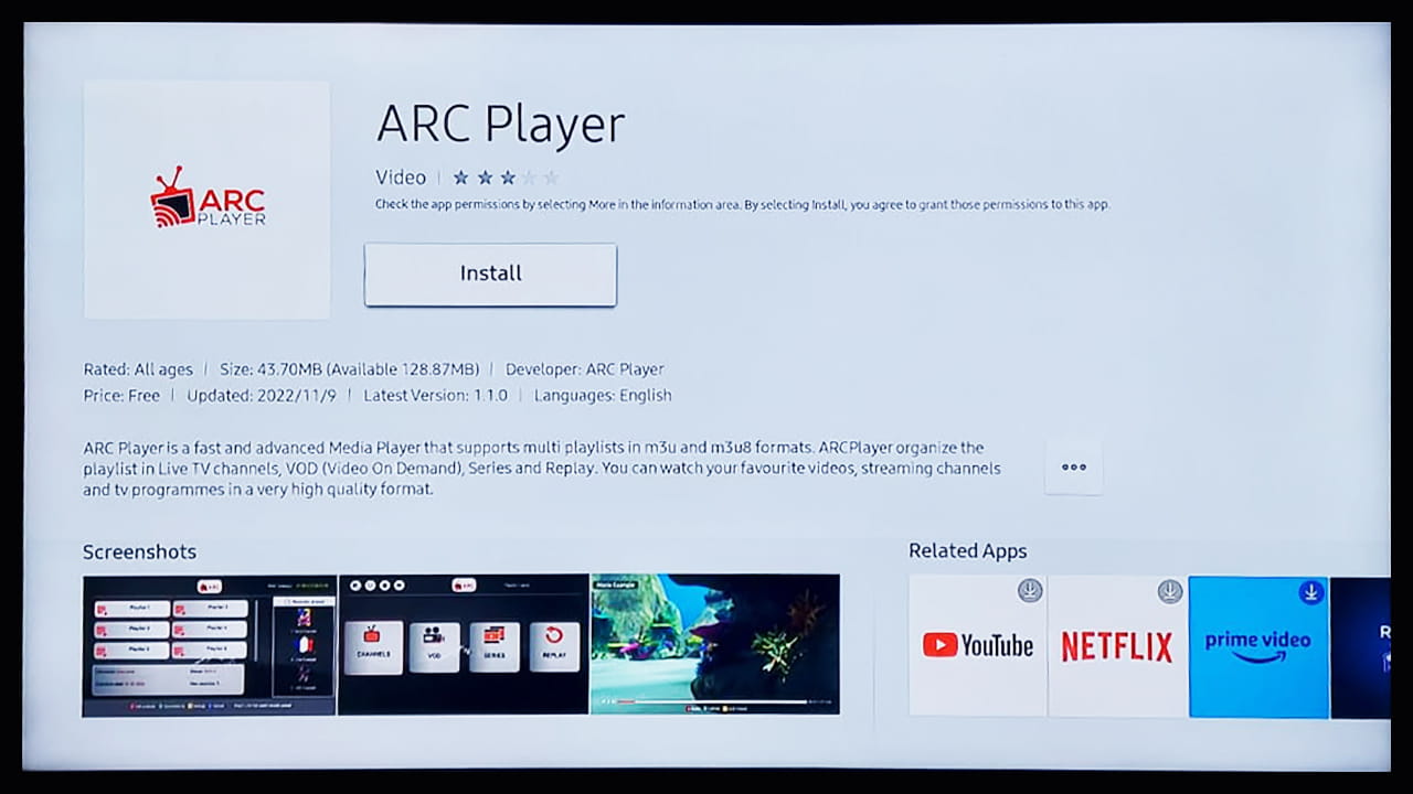 arc player on store samsung