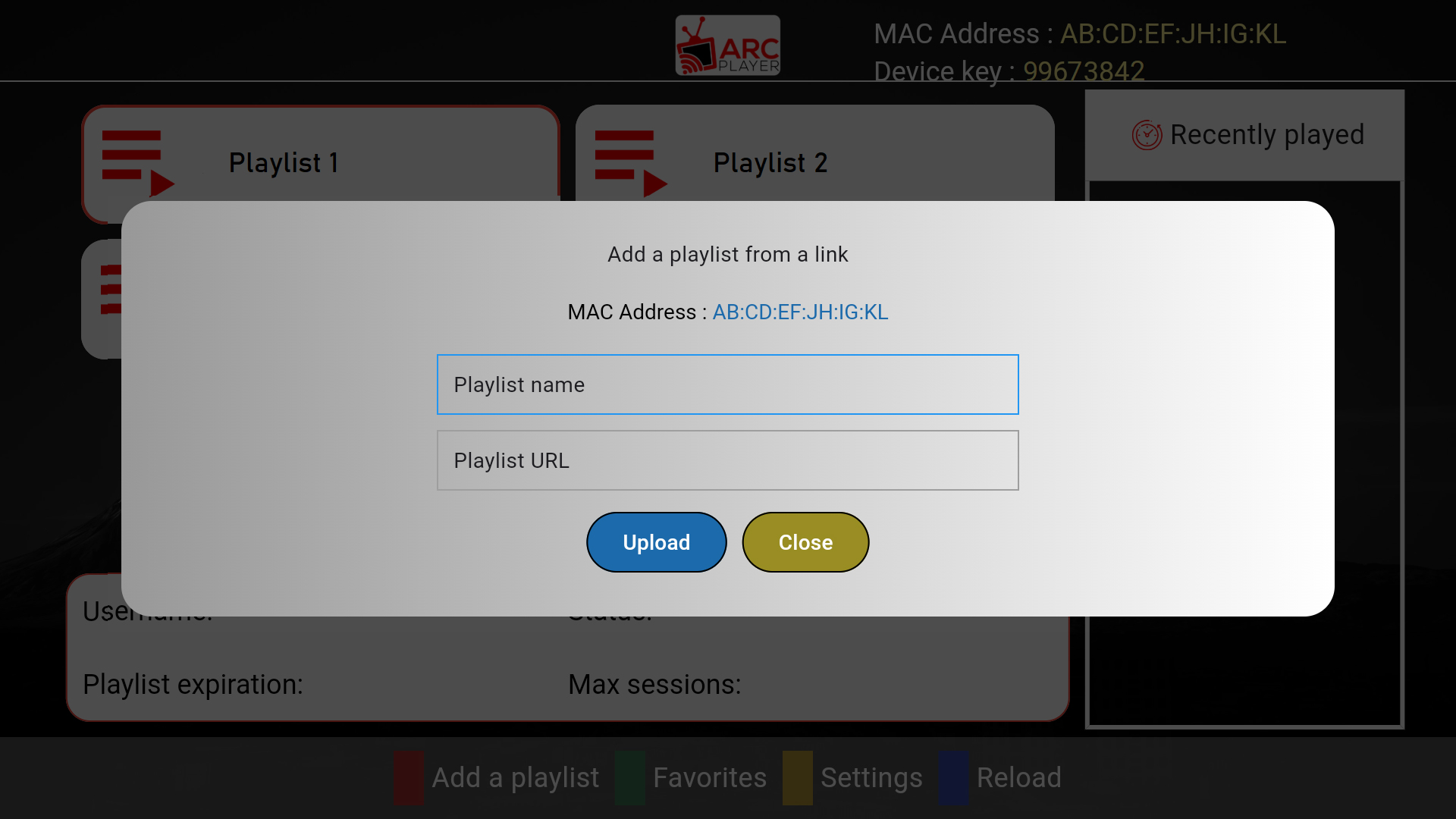 add playlist from app