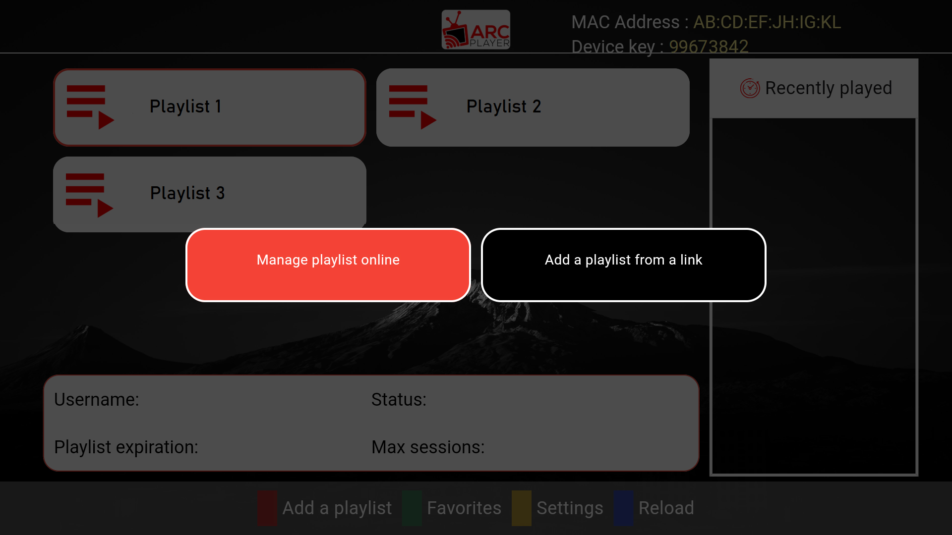 arc player add playlist